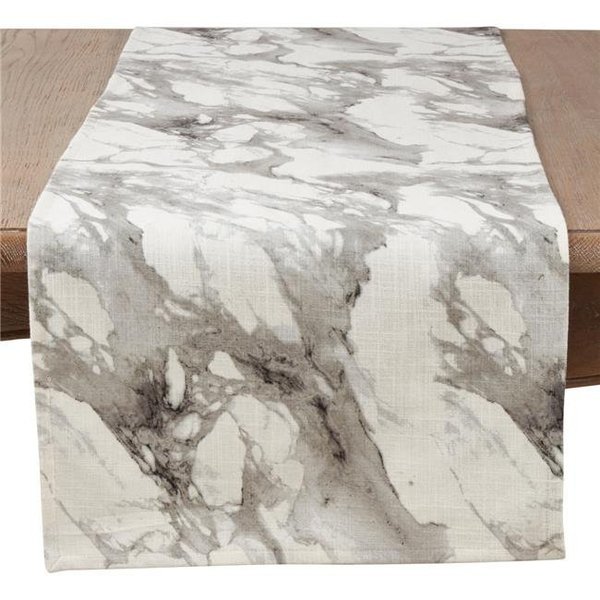 Saro Lifestyle SARO 1124.GY1672B 16 x 72 in. Rectangular Marble Print Table Runner - Grey 1124.GY1672B